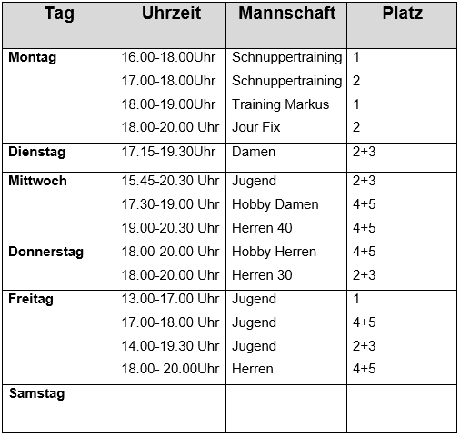 Platzbelegung 21
